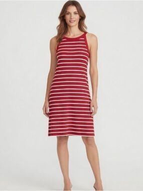 Striped Red Tank Halter Dress - Classic Casual